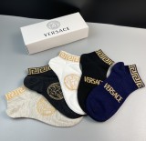 Versace Fashion New Cotton Men's Medium Breathe Socks 5 Pairs/Box