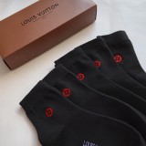 Louis Vuitton Fashion New Cotton Men's Embroidery Logo Socks 5 Pairs/Box