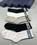 Dior New Fashion Casual Cotton Logo Socks 5 Pairs/Box