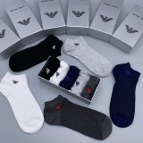 Armani Fashion New Cotton Men's Breathe Short Socks 5 Pairs/Box