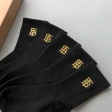 Burberry Fashion New Cotton Men's Embroidery Logo Socks 5 Pairs/Box