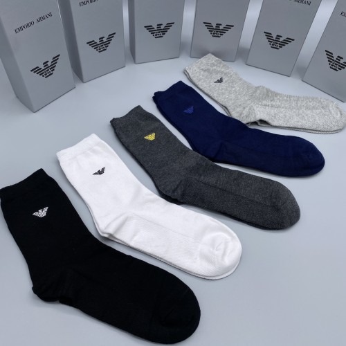 Armani Fashion New Cotton Men's Breathe Socks 5 Pairs/Box