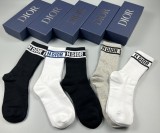 Dior New Fashion Casual Cotton Logo Socks 5 Pairs/Box