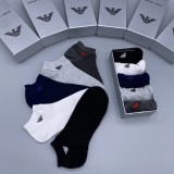 Armani Fashion New Cotton Men's Breathe Short Socks 5 Pairs/Box