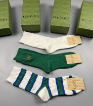 Gucci Fashion New Cotton Medium Breathe Embroidery Socks 3 Pairs/Box