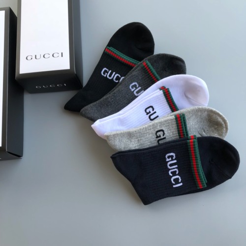 Gucci Fashion New Cotton Breathe Embroidery Socks 5 Pairs/Box
