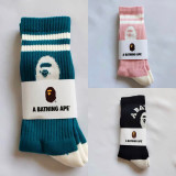 BAPE/A/Bathing Ape Unisex Casual Cotton Breathe Socks Towel bottom Medium High Basketball Sports Socks