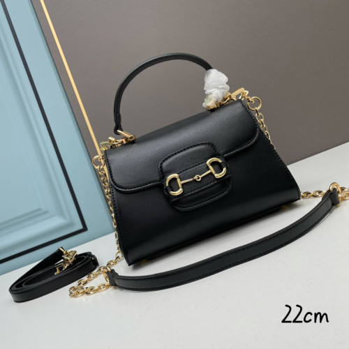 Gucci New Fashion 702049 Horsebit Handbag Black Bag Size:28.5x21x11.5CM