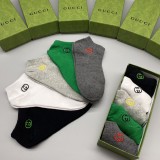 Gucci Fashion New Cotton Breathe Embroidery Socks 5 Pairs/Box