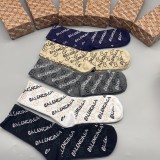 Balenciaga X Gucci New Fashion Casual Cotton Medium Tube Logo Socks 5 Pairs/Box