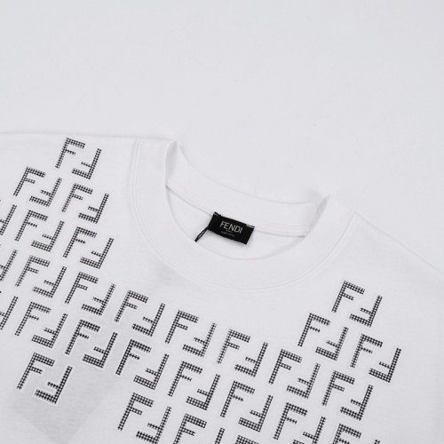 Fendi Classic Double FF Logo Print Short Sleeves Unisex Cotton T-Shirt