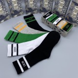 Dior New Fashion Casual Cotton Logo Medium Cylinder Socks 5 Pairs/Box