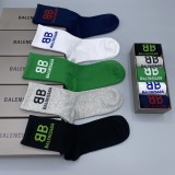 Balenciaga New Fashion Casual Cotton Medium Tube Logo Socks 5 Pairs/Box