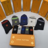Louis Vuitton New Fashion Casual Cotton Medium Tube Logo Socks 5 Pairs/Box
