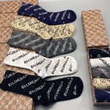 Balenciaga X Gucci New Fashion Casual Cotton Medium Tube Logo Socks 5 Pairs/Box