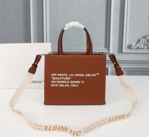 Off-White New Fashion Brown Letters Handbag Shoulder Crossbody Bag Sizes:22x18x8cm
