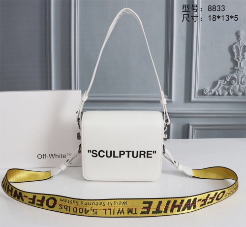Off-White New Fashion Letter Clip Hangbag Shoulder Crossbody White Bag Sizes:18x16x9cm