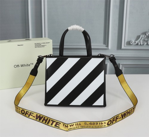 Off-White New Fashion Black Stripes Print Handbag Shoulder Crossbody Bag Sizes:22x18x8cm