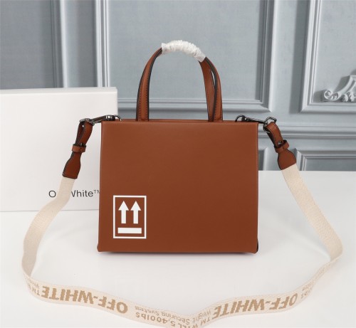 Off-White New Brown Arrow Letters Print Handbag Shoulder Crossbody Bag Sizes:22x18x8cm