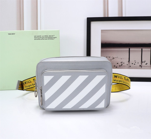 Off-White New Stripes Print Fashion Breast Bag Grey Wallet Bag Sizes:23x16x10cm