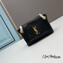 Yves Saint Laurent New Fashion Rhombus Print Black Crossbody Bag Sizes:13x19CM
