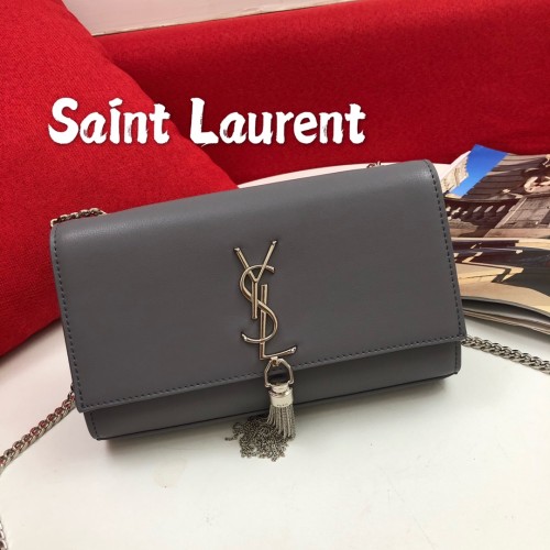 Yves Saint Laurent New Fashion Silver Metal Clasp s08856 Crossbody Gray Bag Sizes:24x15x5CM