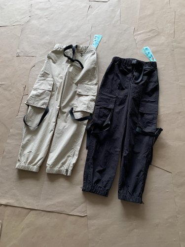 Off White Outdoor Functional Multi Bag Overalls Pants Couple Cotton Sports Pants