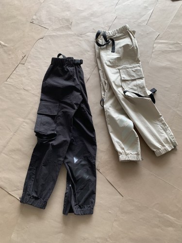 Off White Outdoor Functional Multi Bag Overalls Pants Couple Cotton Sports Pants
