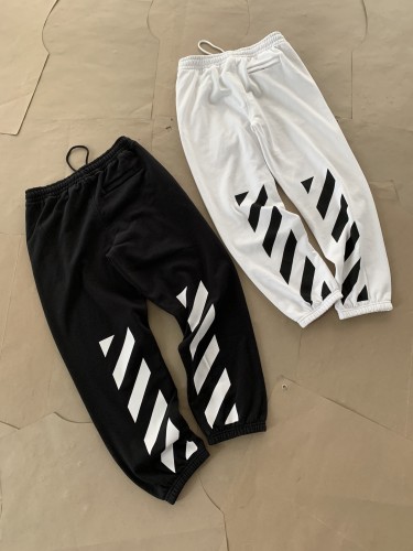 Off White Zebra Thread Pants Trousers Unisex Fleece Casual Sweatpants
