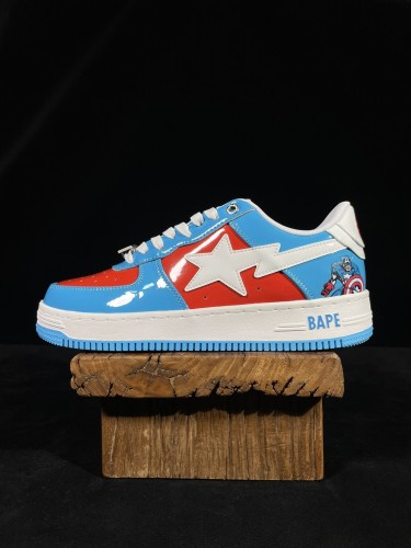 Marvel x BAPE/A/Bathing Ape Bape STA Classic Unisex Low-Top Fashion Sneakers Shoes Captain America