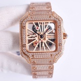 Cartier New Fashion Santos Series Full Of Diamond Quartz Watch