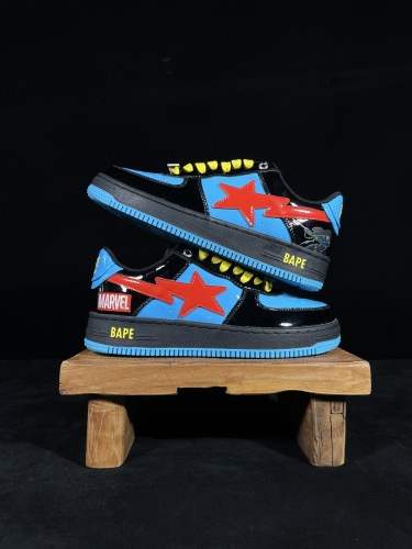 Marvel x BAPE/A/Bathing Ape Bape STA Classic Unisex Low-Top Fashion Sneakers Shoes Black Widow
