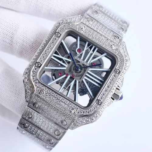 Cartier New Fashion Santos Series Full Of Diamond Quartz Watch