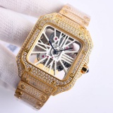 Cartier New Fashion Santos Series Full Of Diamond Quartz Watch