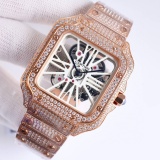 Cartier New Fashion Santos Series Full Of Diamond Quartz Watch