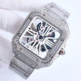 Cartier New Fashion Santos Series Full Of Diamond Quartz Watch