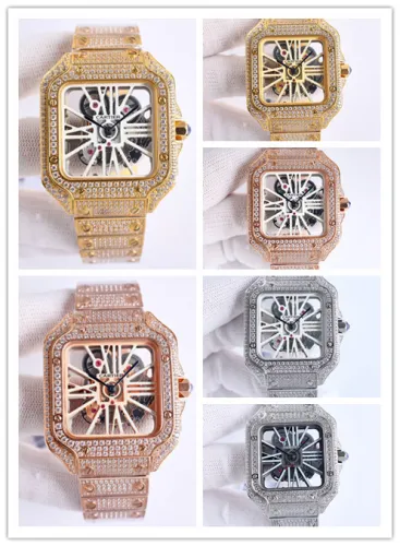 Cartier New Fashion Santos Series Full Of Diamond Quartz Watch