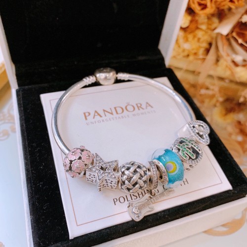 Pandora New Fashion Rhinestone Silver Blue Bracelet Size 16 17 18 19 20 21 cm