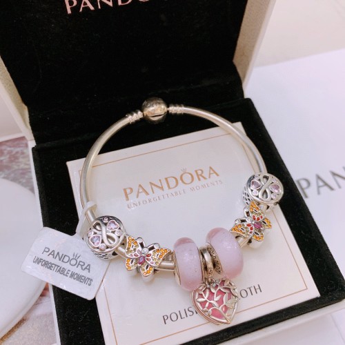 Pandora New Fashion Rhinestone Silver Pink Bracelet Size: 16 17 18 19 20 21 cm