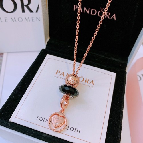 Pandora Classic Fashion New Gold Long Pendants Diamonds Logo Necklace