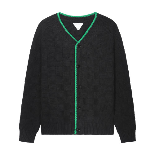 Bottega Veneta Unisex Casual Jacquard Knitted Buttons Jacket Wool Blend Loose Sweater Coats