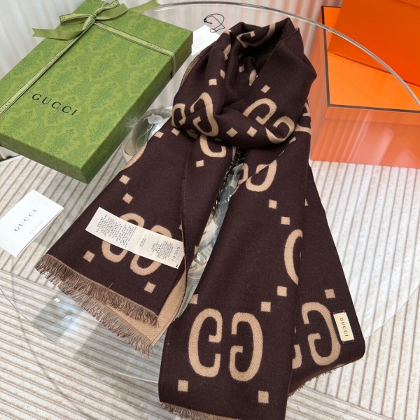 Gucci Fashion New Style Tassels Jacquard Double Sided Scarf Size: 37x190cm