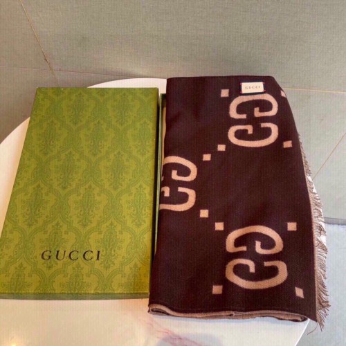 Gucci Fashion New Style GG Logo Jacquard Double Sided Scarf Size: 35x190cm