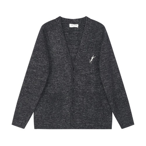 YSL Yves Saint Laurent Knitted Cardigan Unisex Loose Wool Blend Sweater Coats