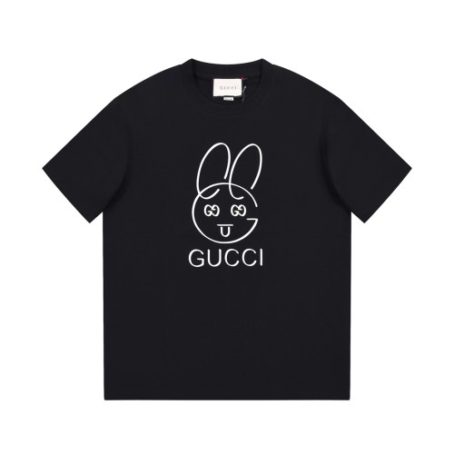 Gucci Unisex Classic Fashion Rabbit Seamless Three-Dimensional Embossing Short Sleeve Casual Cotton T-Shirt