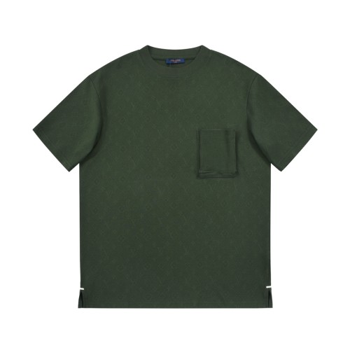 Louis Vuitton Men Monogram3D Pocket Short Sleeve Classic Plaid Pattern Cotton T-Shirt