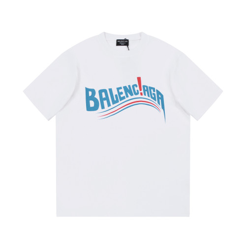 Balenciaga Unisex Coke Letter Logo Print T-Shirt Cotton Chapped Explosive Paste Print Short Sleeve