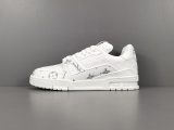 Louis Vuitton Trainer Unisex Grainy Cowhide Low Board Shoes Fashion Sneakers Shoes