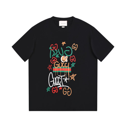 Gucci Unisex Classic Fashion Jump Letter Print Short Sleeve Casual Cotton T-Shirt