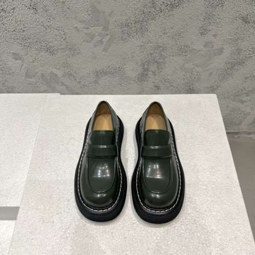 Bottega Veneta Unisex Fashion Round Toe Leather Shoes